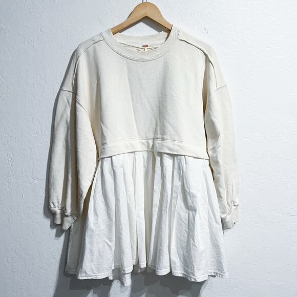 Free People Dresses & Skirts - NWT Free People Dress XS Eleanor Layered Sweatshirt MinidressWhite Cream